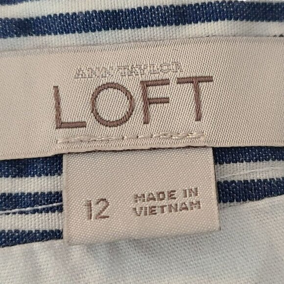 Ann Taylor Loft Women's Mini Skirt Blue Striped Size 12 - Picture 7 of 7